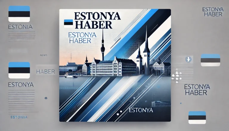 DALL·E 2025-02-28 15.18.18 - A modern and professional Facebook cover photo for a news page named 'Estonya Haber'. The design includes a stylish blue, white, and black color schem